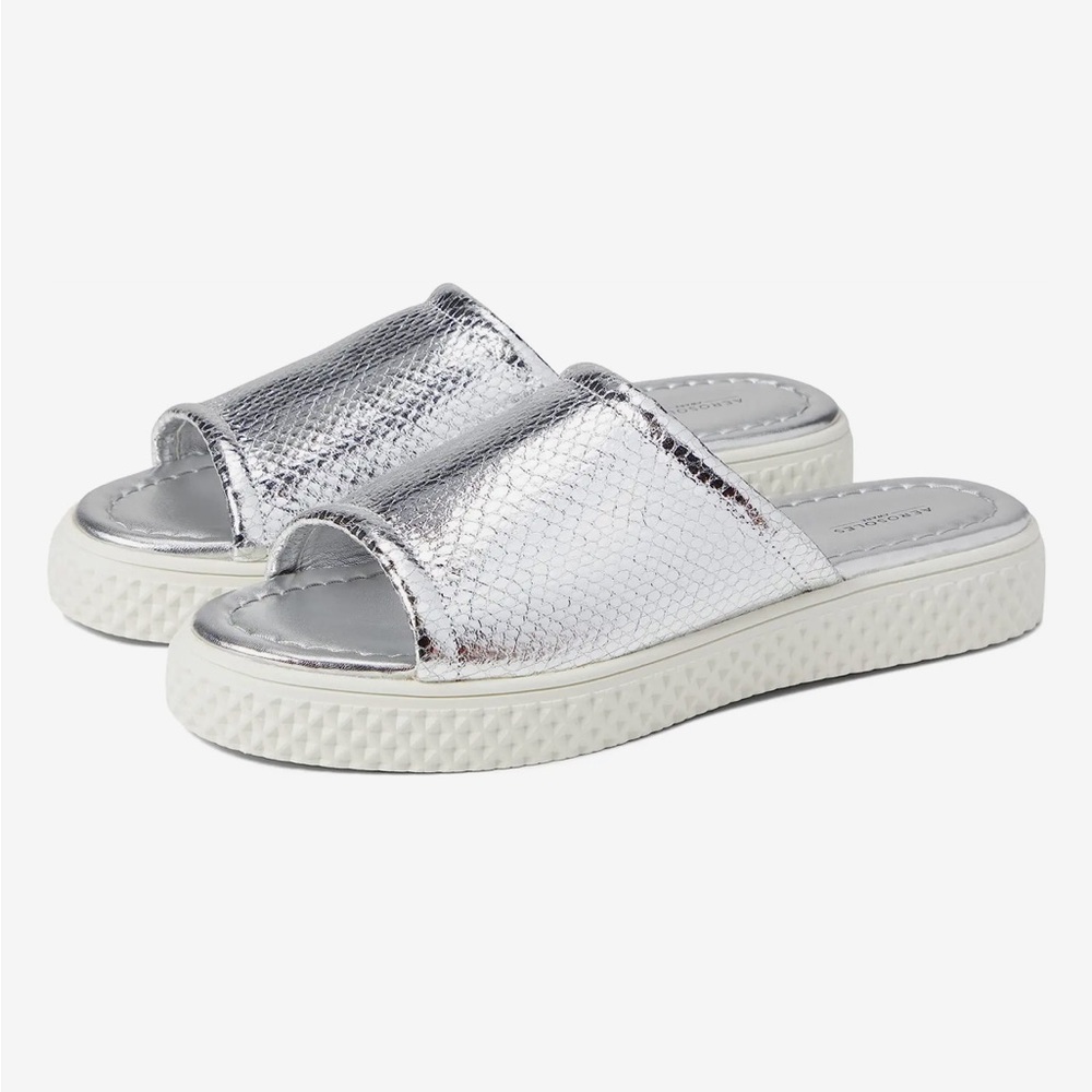 Aerosoles Evon Silver Slide Sandal, size 8.5 M